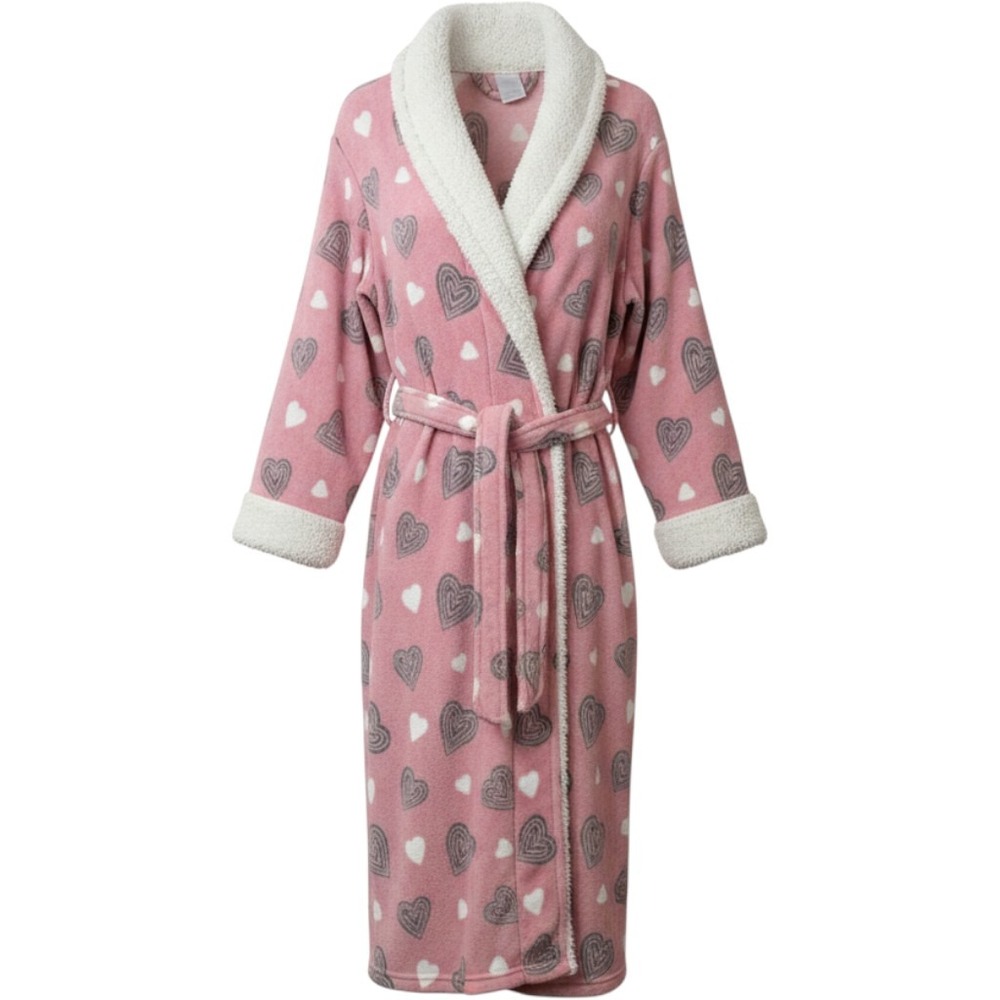 Secret Treasures Robe Womens 3X Pink Rose Herb Heart TZ48721CA Fleece Loungewear